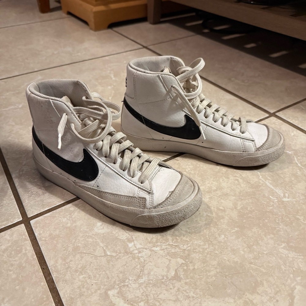 Nike Blazer White High-Tops with Black Logo